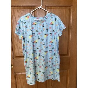 Joyspun SOFT Poly/spandex Sleepshirt Pockets Nightshirt Soft Comfy SZ S-M Cactus